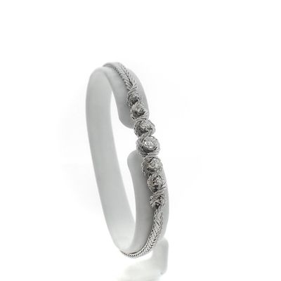 Image 1 of White gold herringbone link bracelet with diamonds; 0.42 ct.