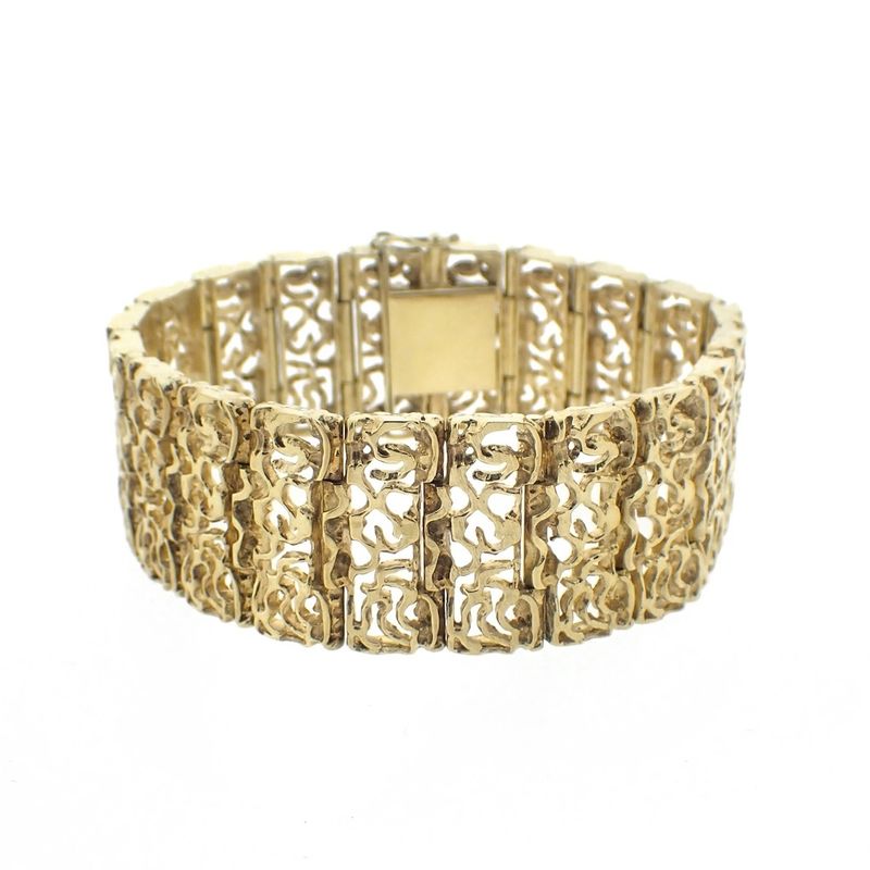 Image 1 of Gold wide fantasy link bracelet