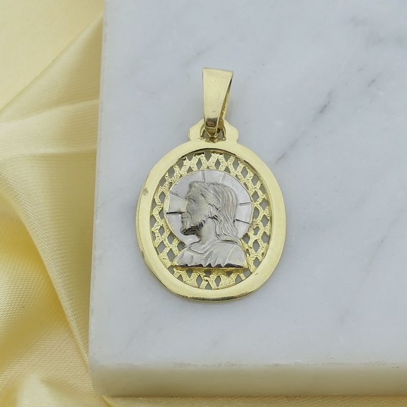 Image 2 of Two-tone gold pendant of Jesus Christ