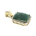 Image 3 of Vintage gold pendant with aventurine and diamonds; 0.04 ct.