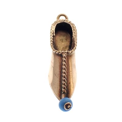 Image 1 of Gold pendant of a mule with turquoise