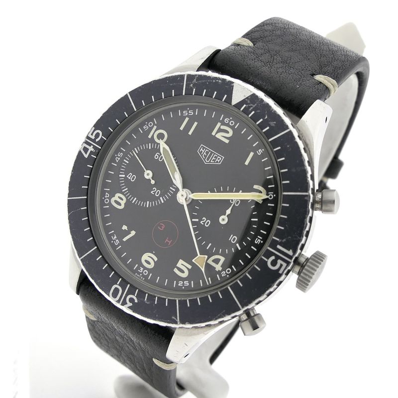 Image 7 of Heuer Bundeswehr Fly-back 1550SG; Vintage chronograph men's watch