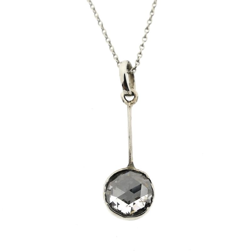 Image 3 of White gold necklace with pendant; Amsterdam rose diamond; 0.50 ct. | 45.5 cm