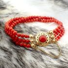 Image 6 of Red coral beads bracelet with gold clasp; Antique | Ø 53.8 mm