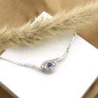 Image 2 of White gold necklace with diamond and sapphire | 0.10 ct.