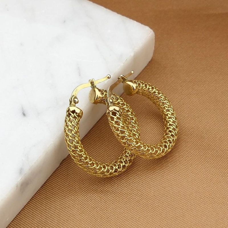 Image 3 of Gold earrings; Ø 23.5 mm