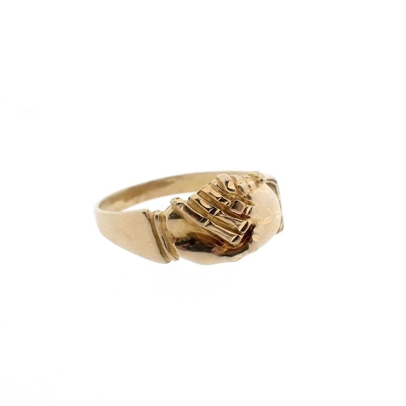 Image 7 of 18 carat gold ring with two holding hands