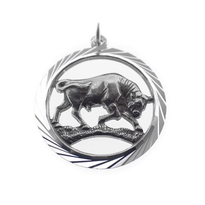 Silver zodiac sign pendant; Taurus Image 2 of Silver zodiac sign pendant; Taurus