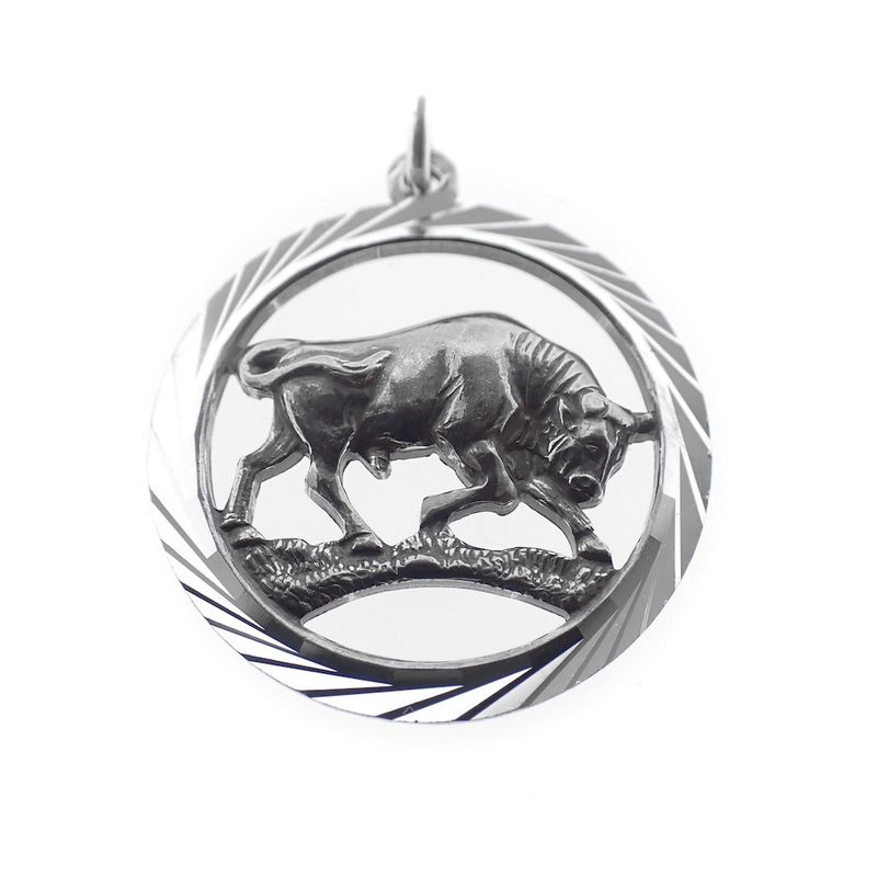 Image 2 of Silver zodiac sign pendant; Taurus