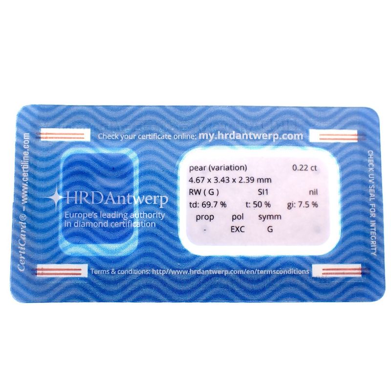 Image 3 of 0.22 ct. Pendeloque cut diamond G SI1 + HRD Certificate