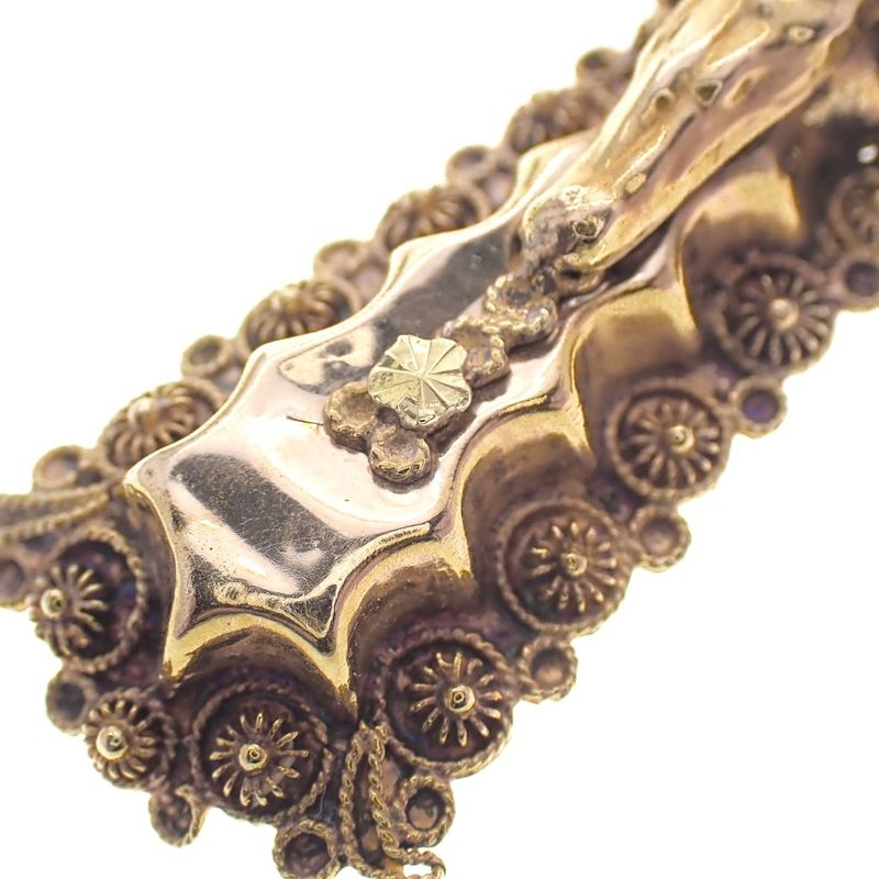 Image 3 of 19th century gold pendant of a cross with corpus INRI; Filigree