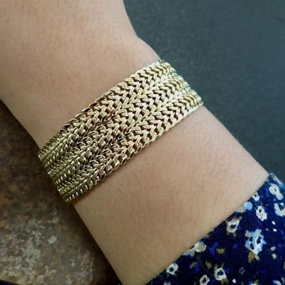 Image 2 of Exclusive; wide gold ladies bracelet | 17.5 cm
