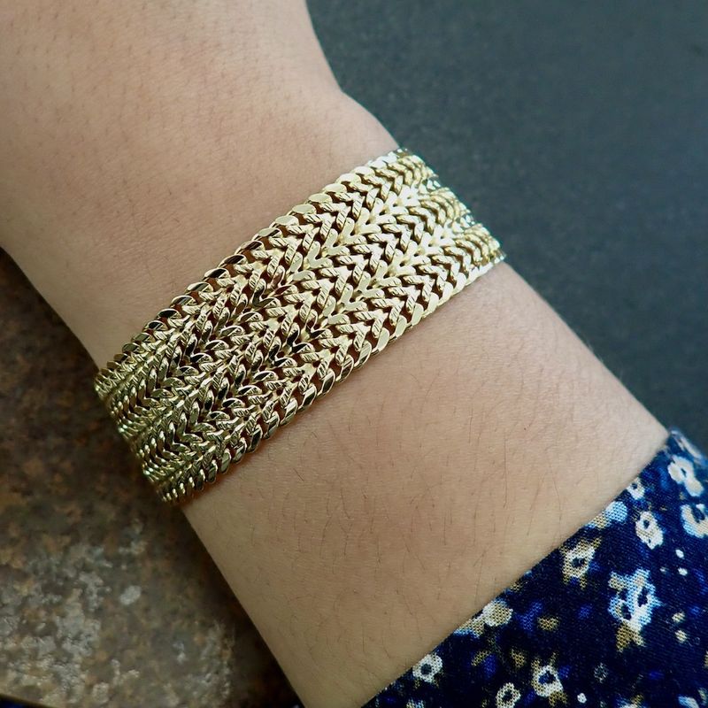 Image 2 of Exclusive; wide gold ladies bracelet | 17.5 cm