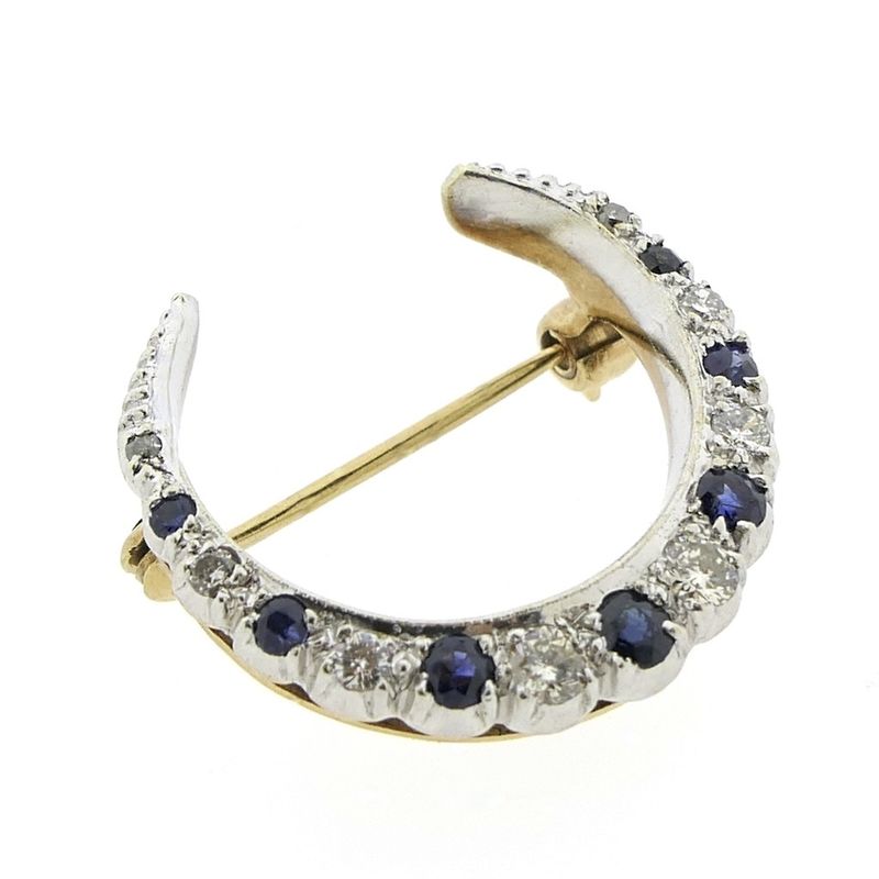 Image 3 of 9 carat brooch with sapphire and diamond; 0.34 ct.