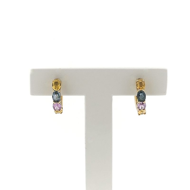 Image 4 of Gold stud earrings with colored sapphire