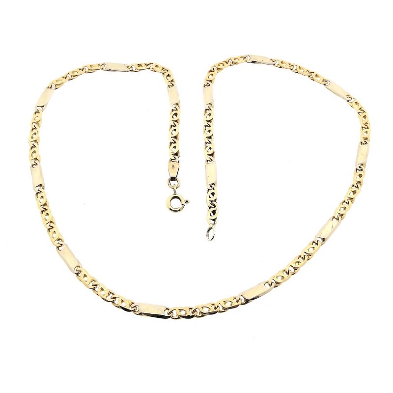 Image 8 of Two-tone gold closed Figaro link chain | 43 cm