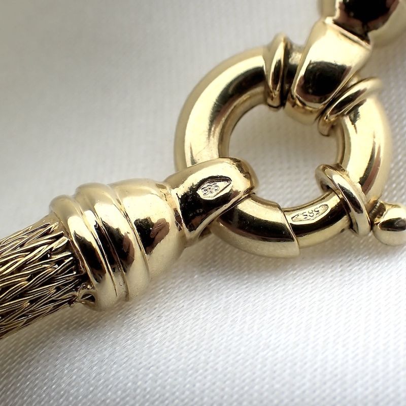 Image 6 of Gold mesh link necklace with pearl pendant