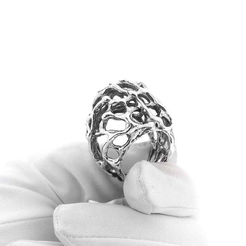 Image 6 of Silver domed artistic ring