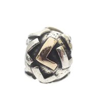 Pandora charm; Silver with gold; Letter L