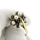Image 5 of Gold cocktail ring with pearls and sapphire