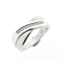 Wide silver crossover ring with zirconia; Fossil