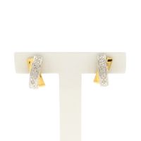 Bicolor gold stud earrings with diamond | 0.02 ct.