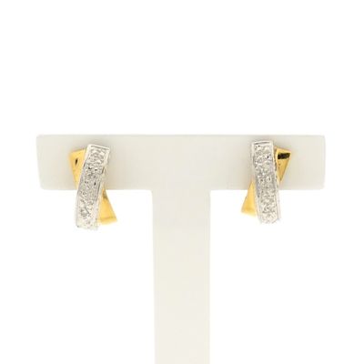 Bicolor gold stud earrings with diamond | 0.02 ct. Image 1 of Bicolor gold stud earrings with diamond | 0.02 ct.