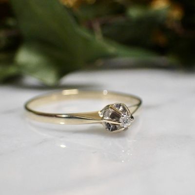 Gold solitaire ring with diamond 0.03 ct. Image 2 of Gold solitaire ring with diamond 0.03 ct.