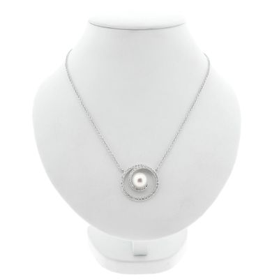 Image 1 of White gold necklace with Tahitian pearl and diamonds; 0.80 ct.
