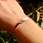 Image 2 of Forever Knots® Handmade Pink Satin Bracelet with Silver Chain