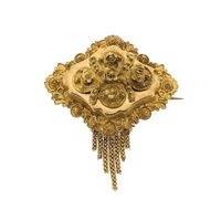 Antique gold brooch of a hat bell