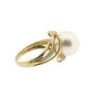 Image 6 of Vintage gold ring with pearl and diamonds; 0.13 ct.