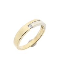 Two-tone gold solitaire ring with diamond; 0.03 ct.
