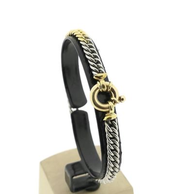 Two-tone gourmet link bracelet | 17 cm Image 1 of Two-tone gourmet link bracelet | 17 cm
