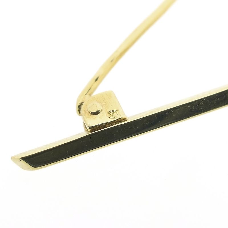 Image 7 of Narrow gold brooch with diamond | 0.05 ct.