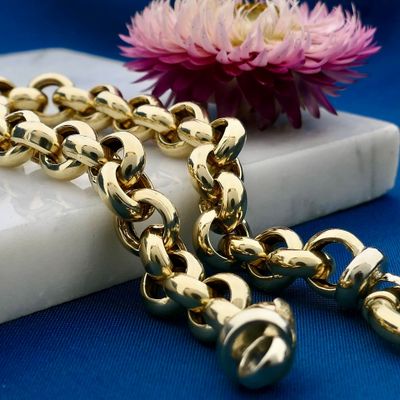 Afbeelding 2 van Gouden jasseron schakelarmband | 21 cm 