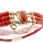 Image 3 of Red coral bead bracelet with gold clasp; Antique | 18 cm