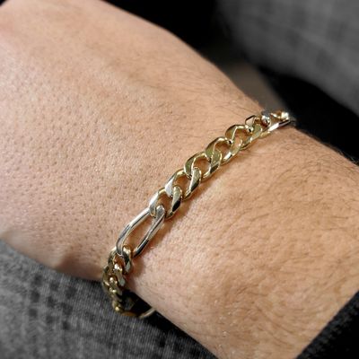 Image 2 of Bicolor gold Figaro bracelet | 21.5 cm