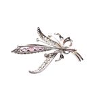 Image 4 of White gold floral brooch set with spinel, pearl and diamond 0.57 ct.