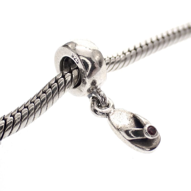 Image 2 of Pandora charm; Silver; Hanging Flip-Flop