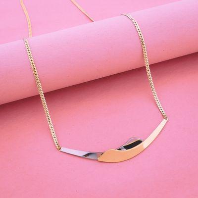 Image 2 of Two-tone necklace with a fixed pendant and a 0.04 ct. diamond | 41.5 cm