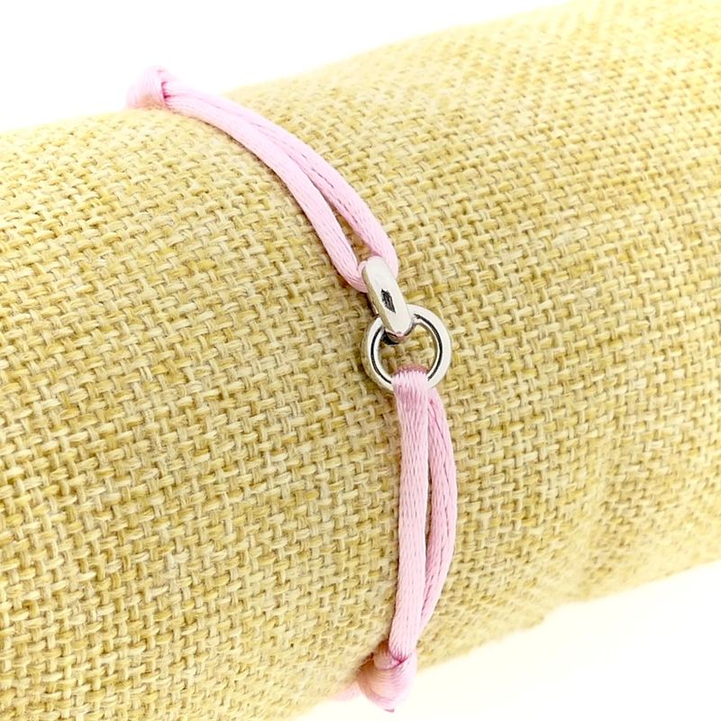 Image 7 of Forever Knots® Handmade Pink Satin Bracelet with Silver Chain