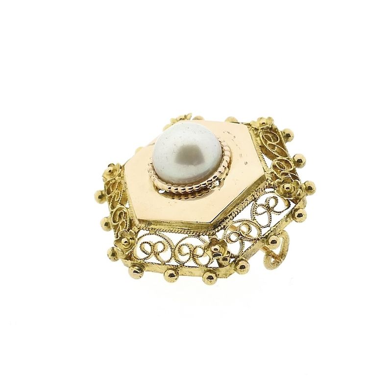 Image 2 of Antique two-tone gold brooch with pearl