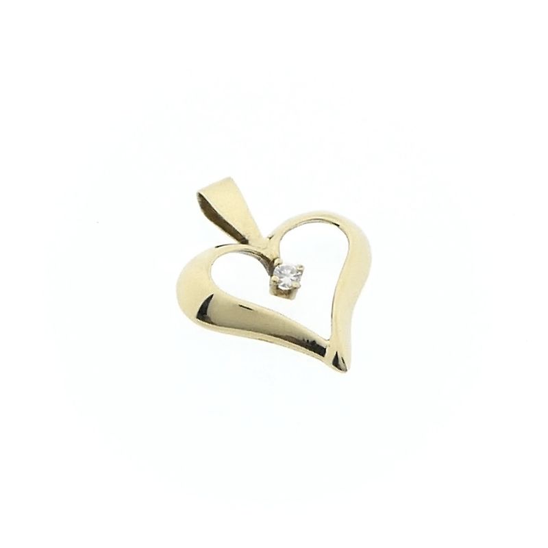 Image 7 of Gold pendant of a heart with zirconia