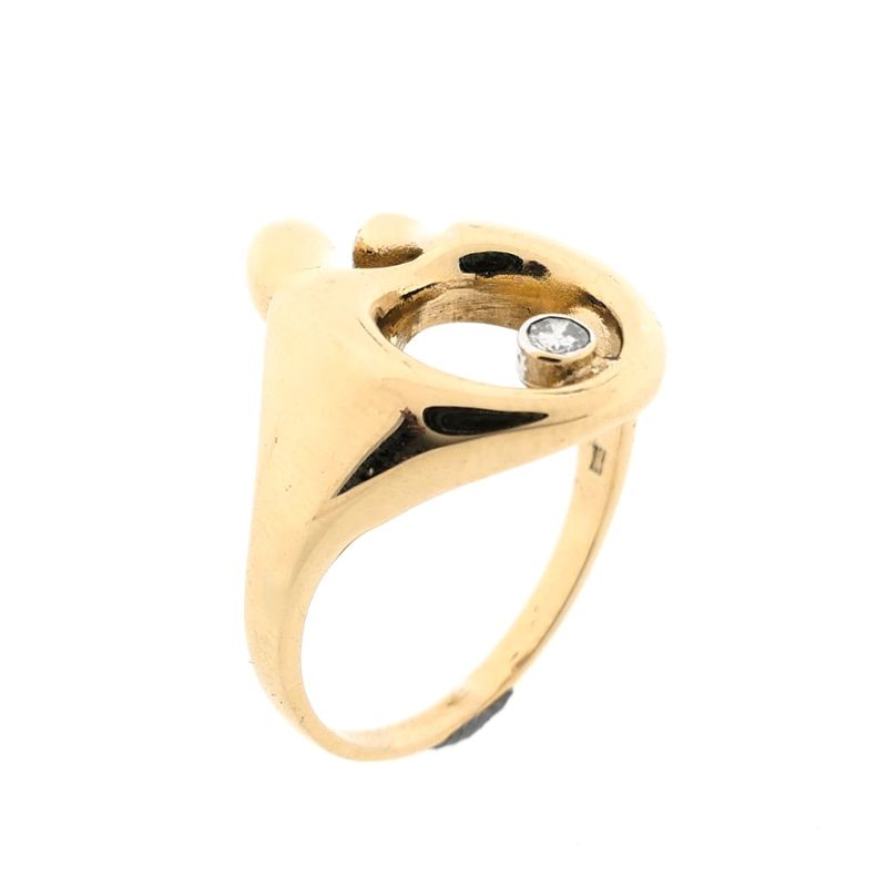 Image 3 of Golden mother-child ring with diamond; 0.06 ct.