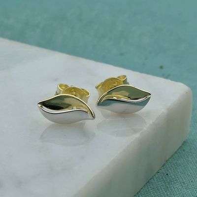 Image 1 of Two-tone gold stud earrings