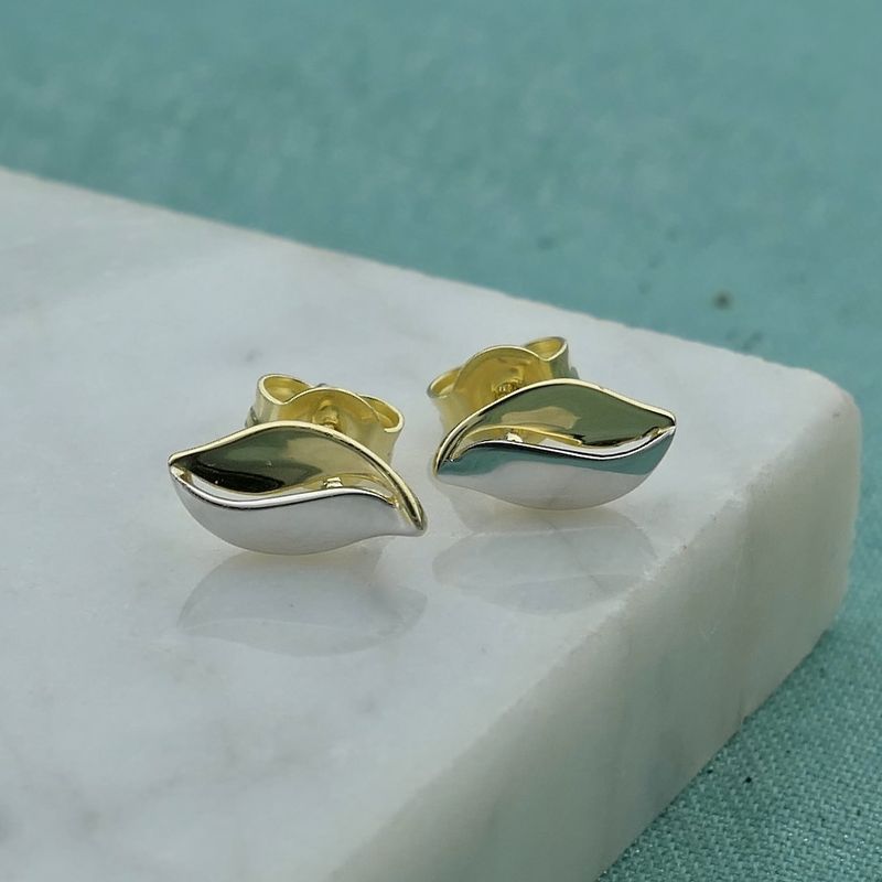 Image 1 of Two-tone gold stud earrings