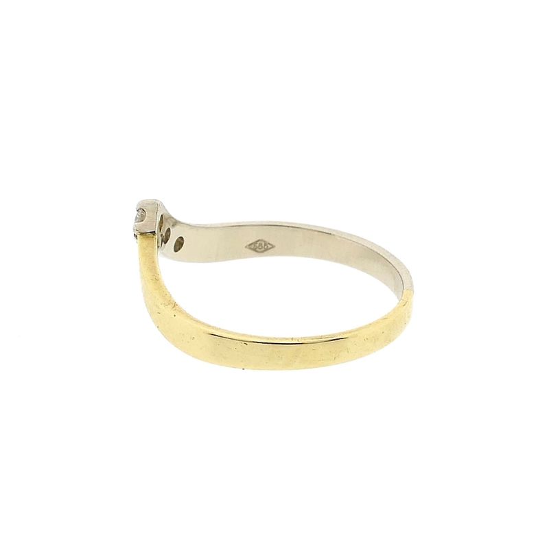 Image 7 of Bicolor Gold V-Shaped Ring with Diamonds; 0.105 ct.