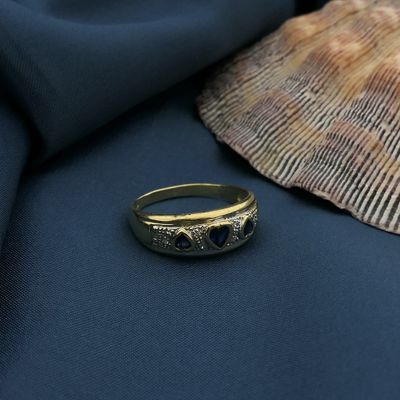 Image 2 of 18K Gold ring with sapphire and diamond | 0.03 ct.
