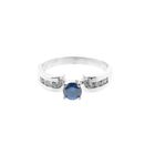 Image 3 of White gold solitaire ring with white and blue diamonds; 0.74 ct.